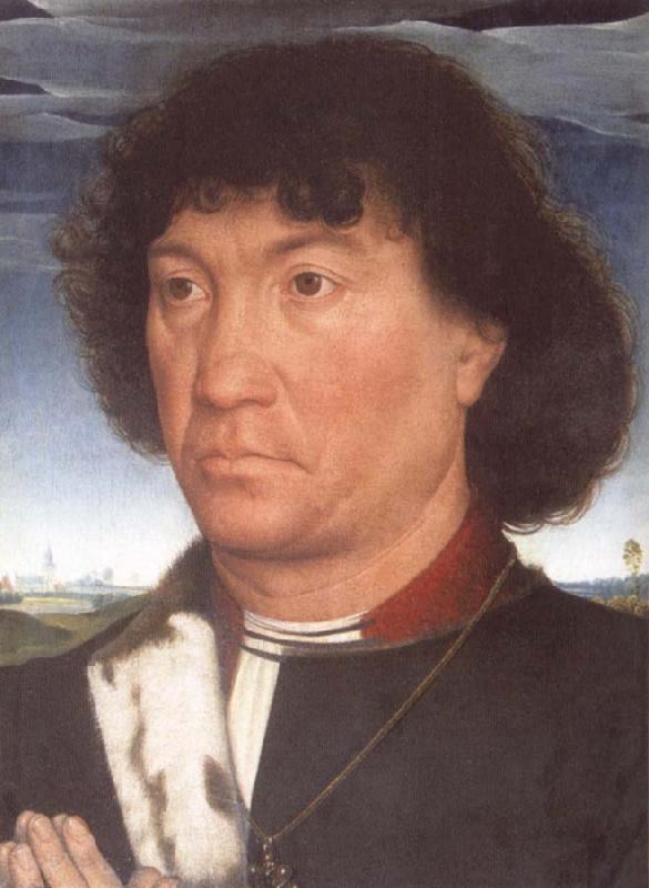 Hans Memling Portrait of a Man at Prayer before a Landscape oil painting image